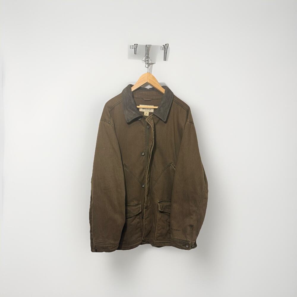 Woolrich Canvas Barn Coat Jacket 2XL Mens Fleece Lined Brown Workwear Chore VTG